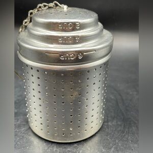 Large VTG 3.25” Aluminum Tea Strainer/Steeper/Infuser With Measure Lid, 2-6 Cups
